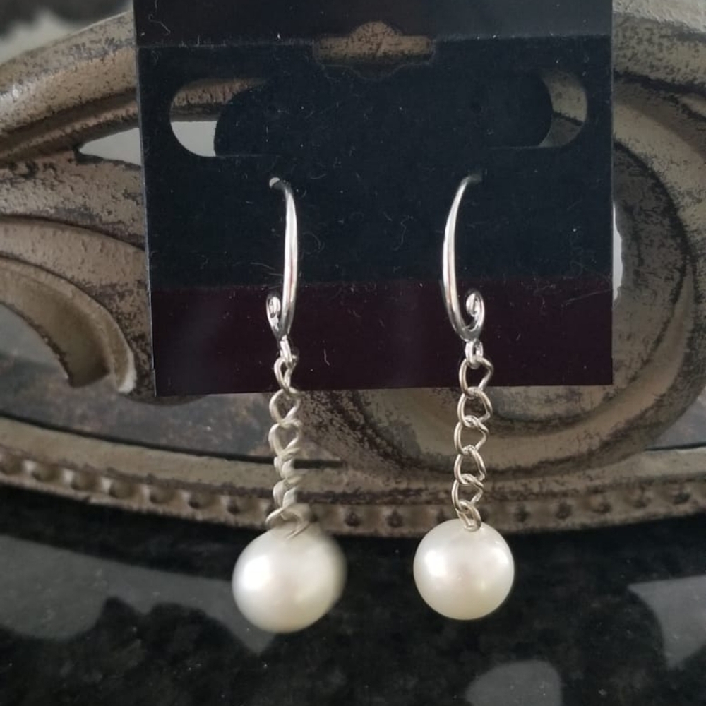 Faux Pearl Dangle Earrings